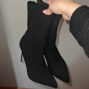 Point Toe Stiletto Heeled Slip-On Sock Boots